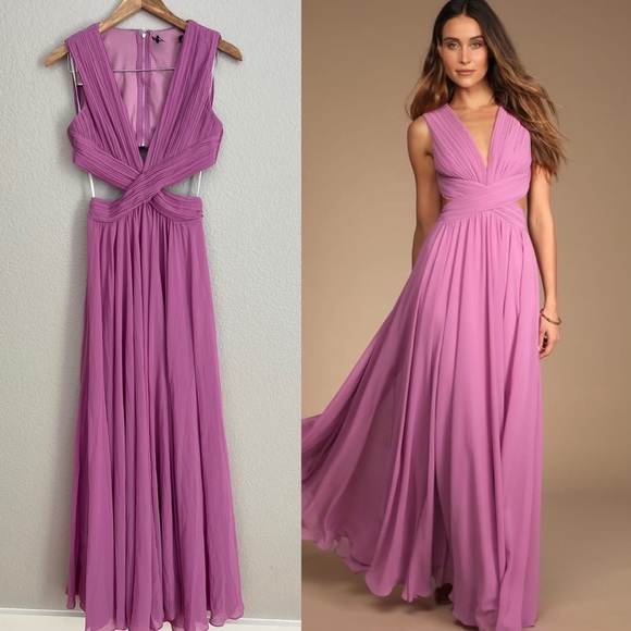 Lulus Dresses & Skirts - Lilac purple maxi dress bridesmaid gown open back